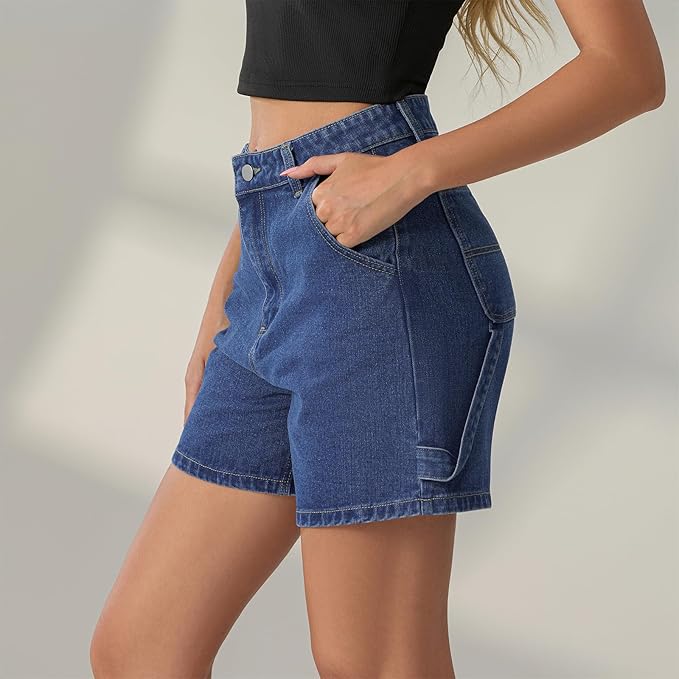 Womens Jean Shorts High Waist Straight Leg Baggy Denim Shorts Summer Casual Going Out Hot Short Pants