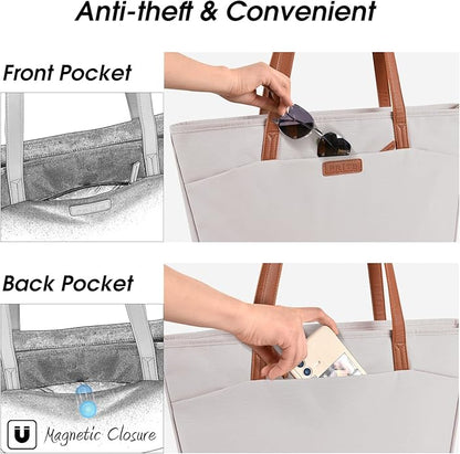 Prite Laptop Tote Bag for Women Shoulder Bag with 16Au Computer Compartment for Work Travel