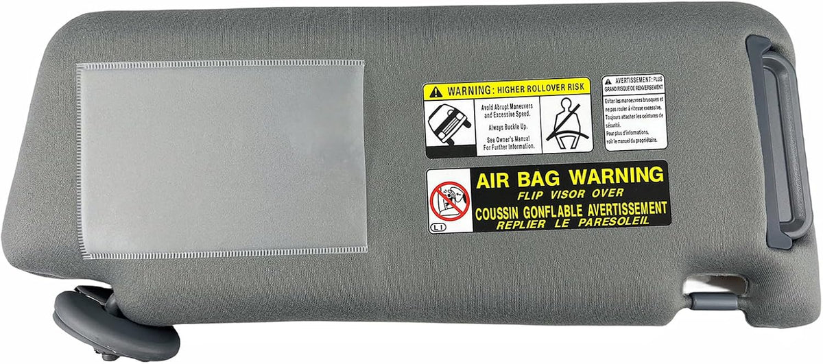 Pair Sun Visor with Clips Compatible with 2005-2015 Toyota Tacoma, Driver & Passenger Side Sunvisor Replacement (Gray Color) Slide Extension & Mirror, Non-Illuminated, Replaces 74320-04181-B1
