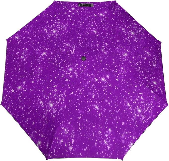 Compact Umbrella, Multi Functional Automatic Umbrellas Windproof Sun Protection Umbrella- Galaxy Print w/ Blue Stars
