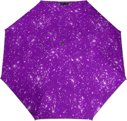 Compact Umbrella, Multi Functional Automatic Umbrellas Windproof Sun Protection Umbrella- Galaxy Print w/ Blue Stars