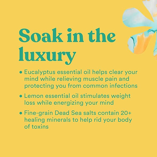 ASUTRA Dead Sea Bath Salts (Detox  Slim Down), 16 oz - Soak in Rich  Vital Healing Minerals - Purify  Energize with Eucalyptus, Sweet Orange,  Lemon Essential Oils