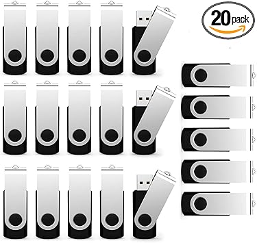 20 Pack 8GB USB Flash Drive 2.0 Bulk USB Thumb Drives Memory Stick Jump Drive Zip Drives (8GB, 20 Pack),1 Count (Pack of 20)