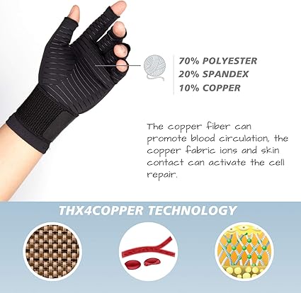THX4COPPER Compression Arthritis Gloves with Strap,Carpal Tunnel,Typing,Support ¦