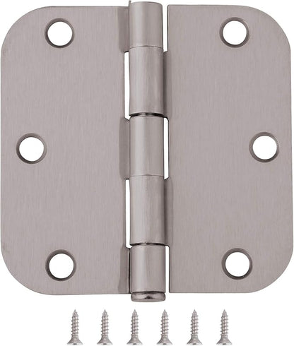 6 Value Pack of Door Hinges 3-12" Inch Satin Nickel with 58" Radius Corner by Silverline