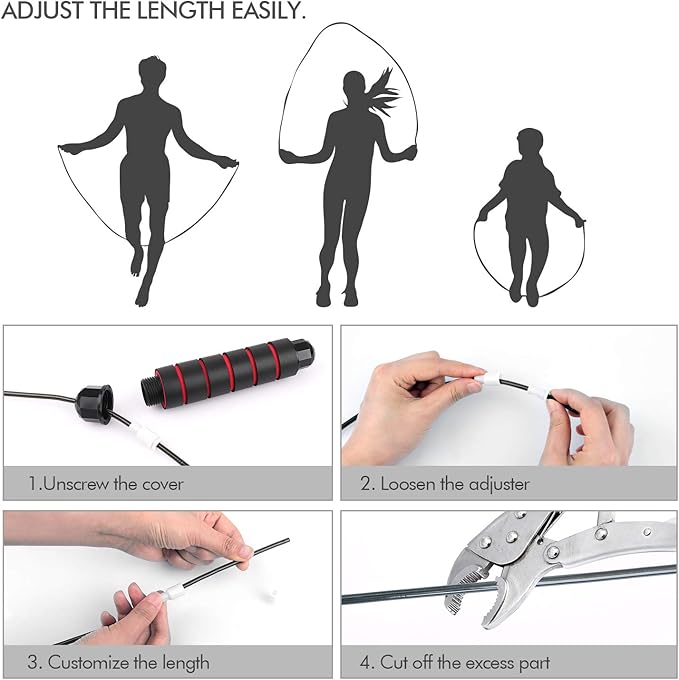Jump Rope, Tangle-Free Rapid Speed Jumping Rope Cable with Ball Bearings for Women, Men, and Kids, Adjustable Steel Jump Rope Workout with Foam Handles for Fitness, Home Exercise  Slim Body