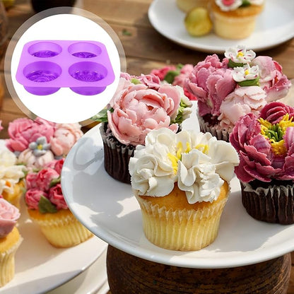 EXCEART 1pc Handmade soap Mold Silicone Candle Candy Making Form Resin DIY Tools Cupcake Casting molds Flower Shape Cake Rose Candle Flower Mold Paper Cup Non Stick Purple
