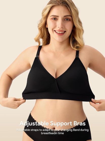 HBselect Nursing Bras for Breastfeeding, Seamless V Neck Maternity Bra Wireless Women Pregnancy Postpartum Bra Sleep Bralette