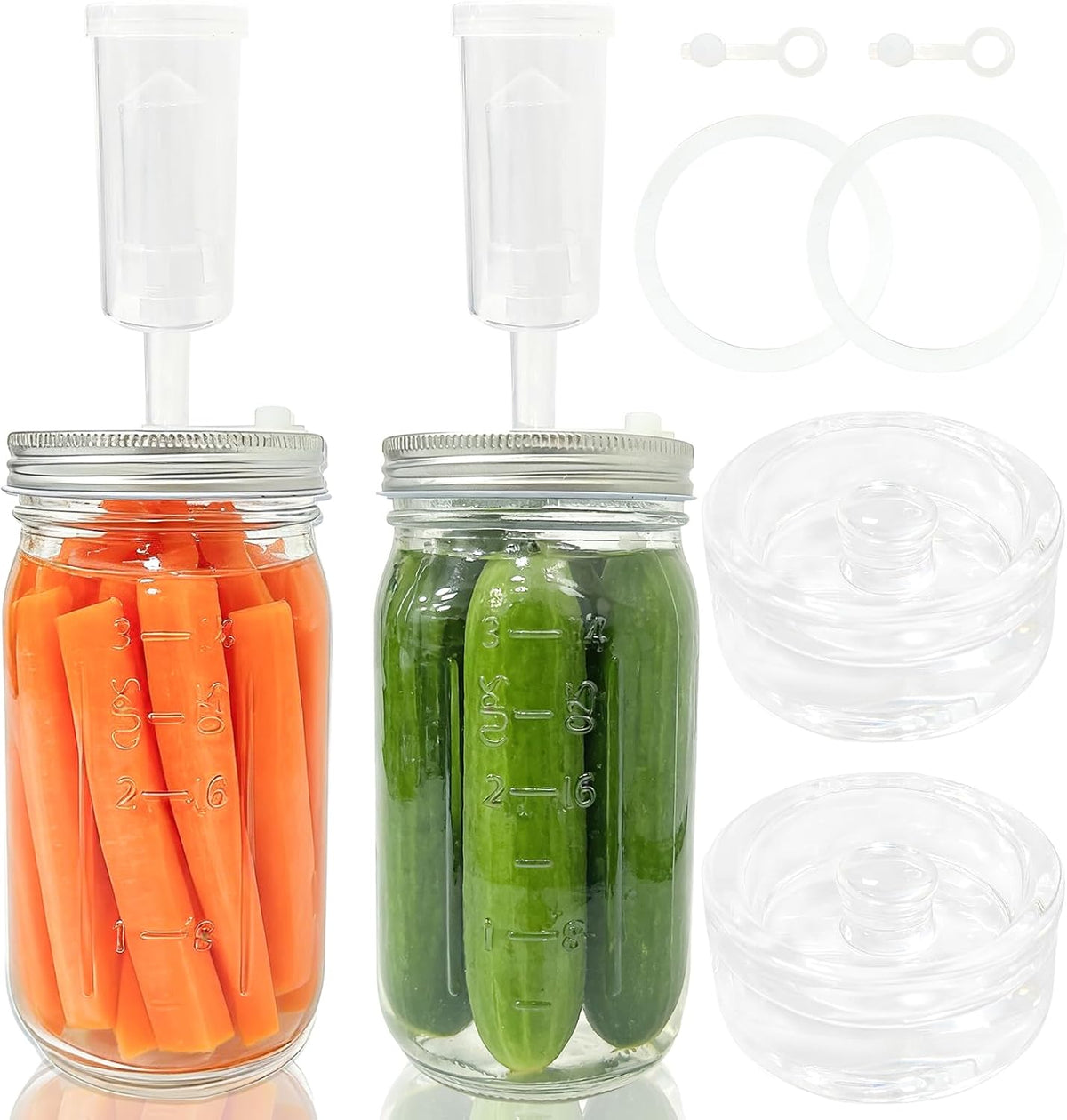 2 Pack 32oz Wide Mouth Mason Jar Ferment Kit Jars Included Lids, (No Accessories Included)