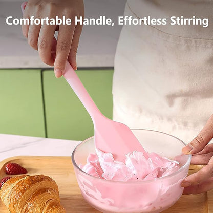 Pink Rubber Spatula for Kitchen Use, 10.8In Silicone Spatulas for Cooking Heat Resistant, Flexible Small kitchen Spatula for Kitchen Nonstick Cookware, Seamless  Dishwasher Safe