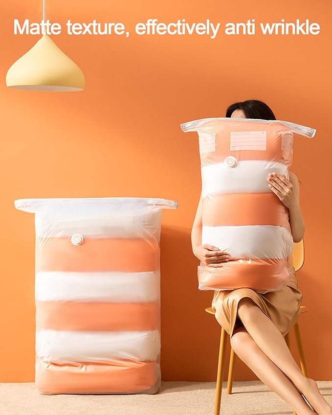 2 Pack Vacuum Storage Bags YQBOOM Space Saver Bags Set No Pump Needed Vacuum Sealer Bags for Bedding, Clothes, Pillow, Blankets Travel Accessories  Small