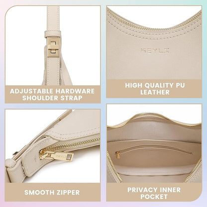 Keyli Shoulder Bag Stylish Casual Clutch Purses for Women 3 Ways Adjust Strap Hobo Handbags with Zip Closure