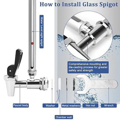 10 inch Stainless Steel Sight Glass Spigot Compatible with Be-rkey Gravity Water Filtration System Sight Glass Clear View Spigot for The Travel, Big, Royal and Other Brand by Fetechmate