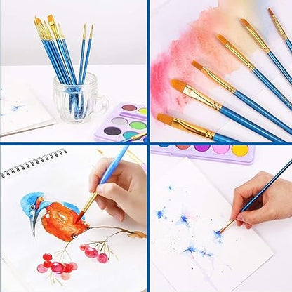Acrylic Paint Brush Set, 1 Packs  10 pcs Watercolor Brushes Painting Brush Nylon Hair Brushes for All Purpose Oil Watercolor Painting Artist Professional Kits.