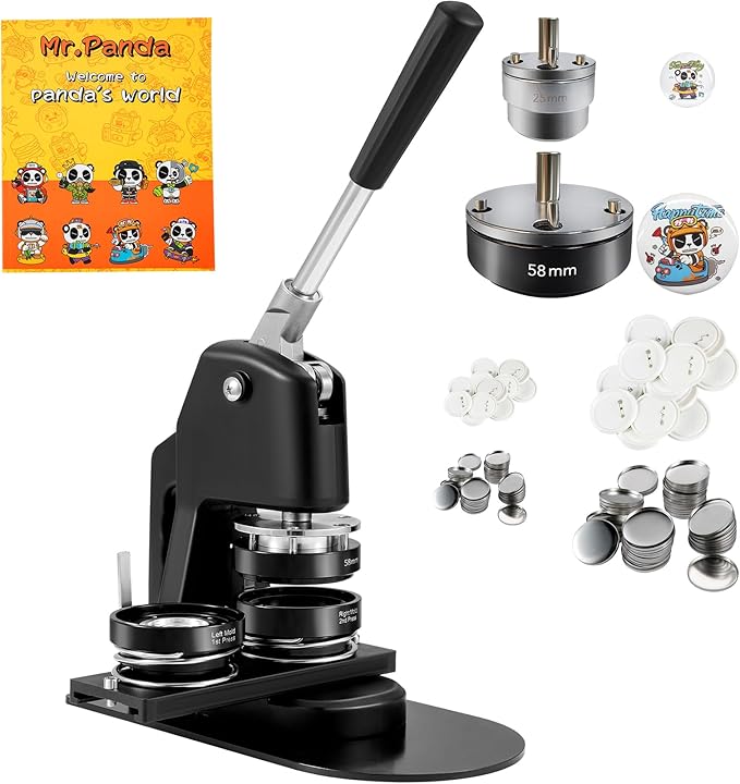 Vevor 3-in-1 Button Maker Machine, 1/1.25/2.28 Inch (25/32/58mm) Pin Press Kit