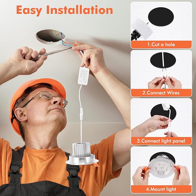 LemonBest 110V Not Dimmable 7W LED Ceiling Light Downlight Recessed Lighting, Superbright Cool White (2)