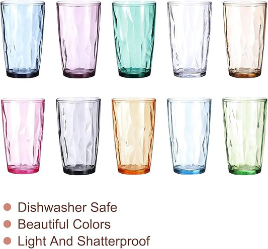 uxcell 17oz Acrylic Drinking Glasses, 2Pcs Plastic Reusable Tumblers Drinkware Unbreakable Water Glasses Cups Stackable  Dishwasher Safe for Home Outdoors Restaurant, Green