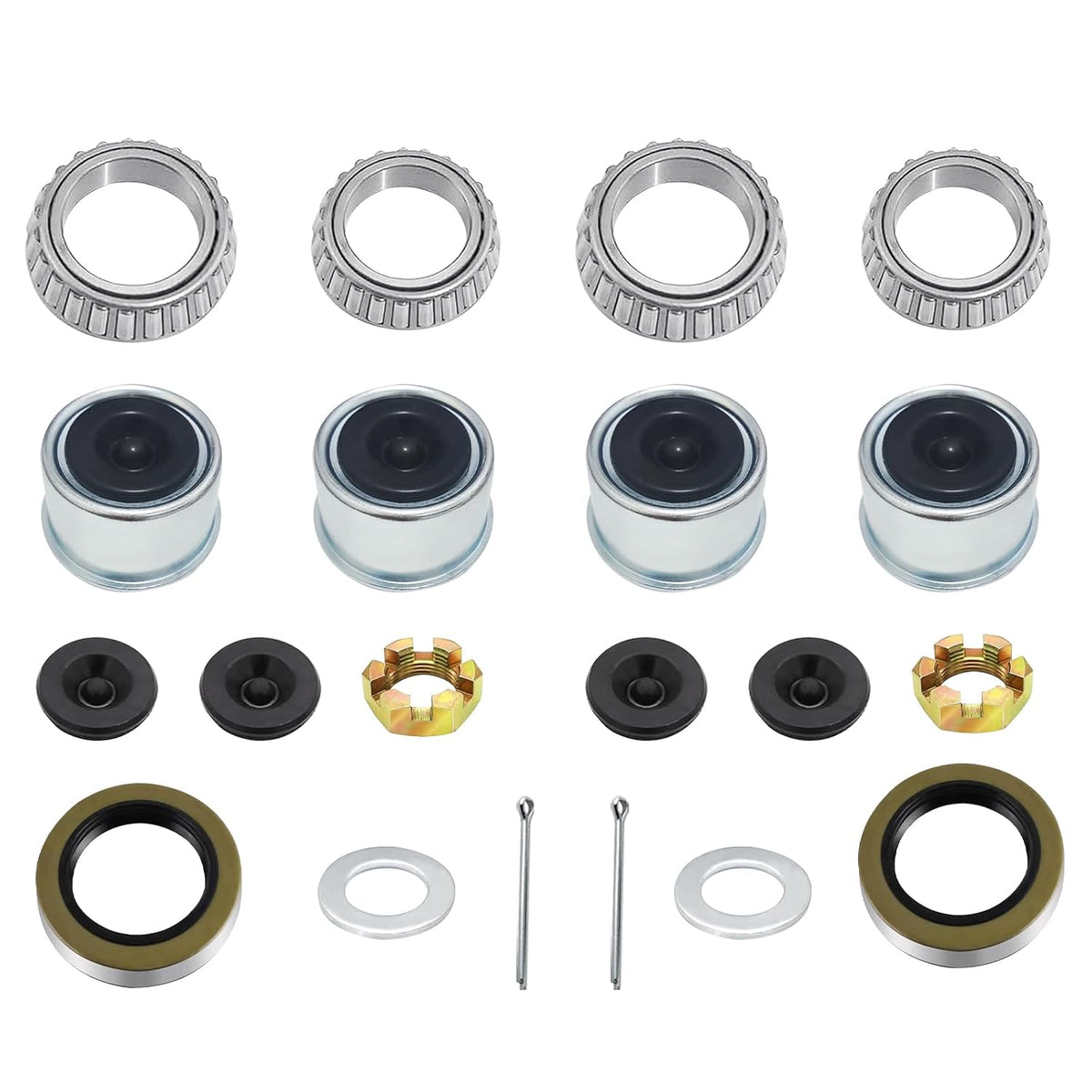 2 Rebuilt Marine Trailer Hub Kits 3500 lb Trailer Axle Bearing Kit, L68149 & L44649 Bearing Kit, 171255TB/10-19 Grease Seal, 1.98' Dust Cover & Rubber Plug, Spindle #84