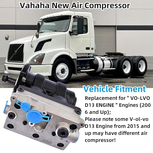New Air Compressor Compatible with Volvo D-13 Engine 2006 and Up 20774360 21175029 22016995 Vahaha
