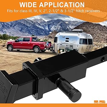Trailer Hitch Locks, Hitch Lock with 58'' Dia 3-12 Long Pin Fits Class III IV 2" 2-12" Hitches, Trailer Hitch Lock with Anti-Rattle O-Rings for Trailer Truck Car Boat (1 Pack)