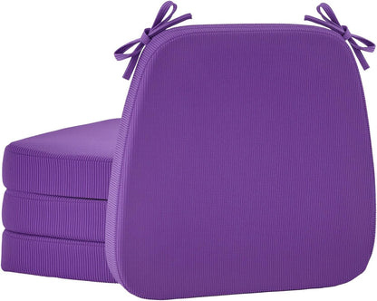 Dining Chair Cushions Set of 2-2" Thick High-Density Foam Chair Pads with Ties and Non-Slip Bottom, Removable Washable Cover for Dining and Kitchen, 17"x16", Purple