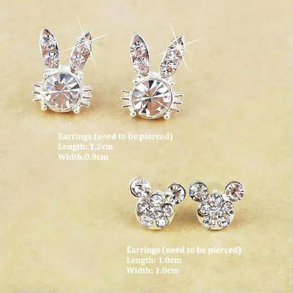 1Pair Stud Silvery Earrings Shining Fashion Women Heart Bow Earrings Jewelry-02
