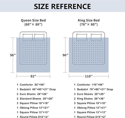 Loom and Mill 13-Piece Comforter Bed in a Bag, Classic Damask Jacquard Comforter Sets King, Luxury Bedding Set with Bed Skirt, Euro Shams and Decorative Pillows, All Season(Florence, King) Red