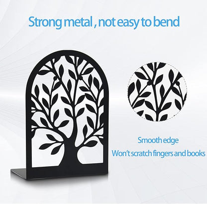 Umikk Book Ends, Bookends for Shelves, Tree Book End to Hold Books, Metal Bookend Stopper, Non-Skid Book Holder, Black Book Supports for Office Home Kitchen, Modern Decorative Bookends(3 Pair6 Pcs)