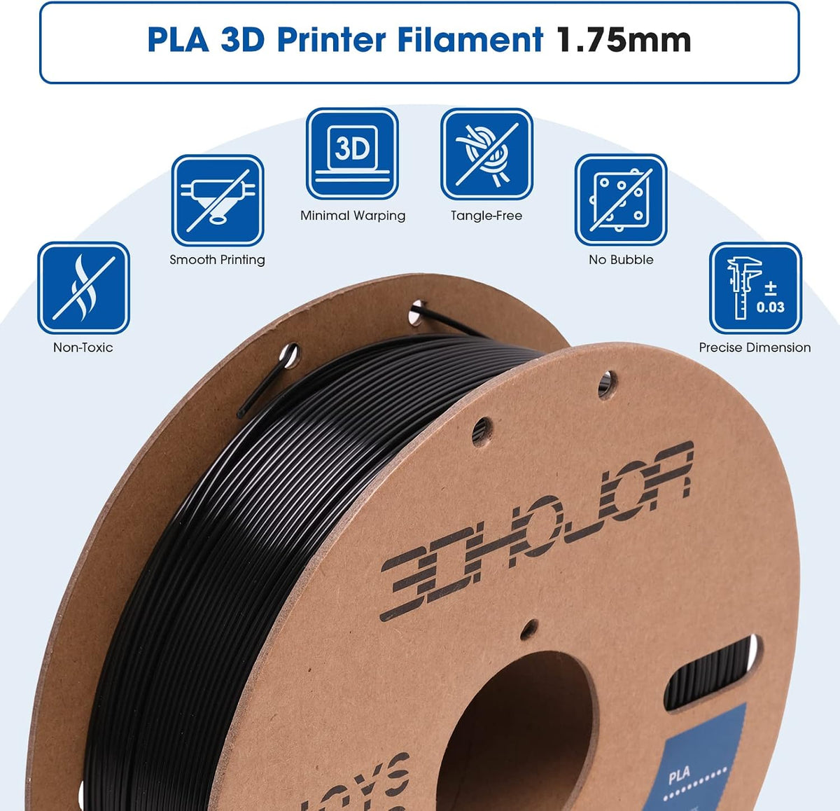 3DHoJor PLA 3D Printer Filament, 1.75 mm, 1 kg