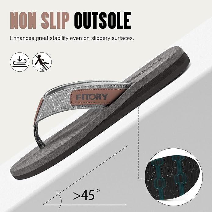 FITORY Men's Flip-Flops, Thongs Sandals Comfort Slippers for Beach