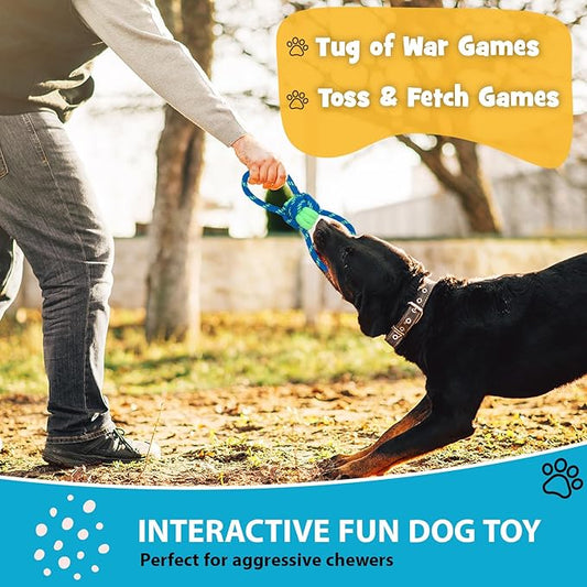 Nallie Dog Rope Toys, Dog Toys for Medium Large Breed, Interactive Dog Toys, Tug of War Dog Toy, Dog Rope Toy for Aggressive Chewers, Durable Dog Chew Toys