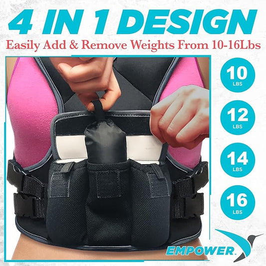 Empower Weighted Walking Vest for Women – Strengthen Muscles, Boost Bone Health, and Burn More Calories (fixed 8lbs, adjustable to 10-16lbs)