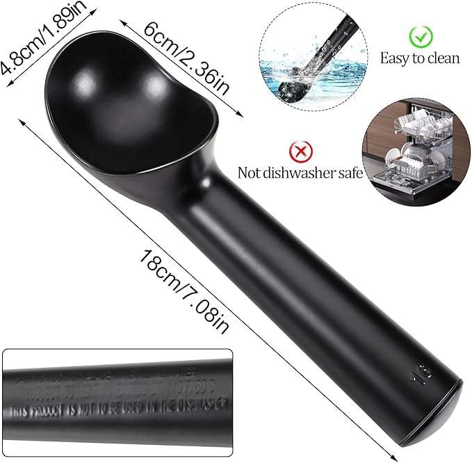 Pimoys 2.5oz Large Ice Cream Scoop 7 inches Nonstick Anti-Freeze Metal Ice Cream Scooper Professional Aluminum Icecream Scoop Spoon, Black