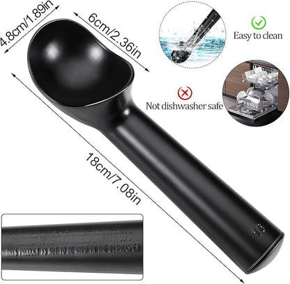 Pimoys 2.5oz Large Ice Cream Scoop 7 inches Nonstick Anti-Freeze Metal Ice Cream Scooper Professional Aluminum Icecream Scoop Spoon, Black