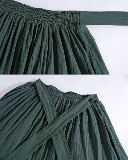 Nuoqi Women Victorian Skirt Double-Layer Maxi Renaissance Skirts Long Skirt