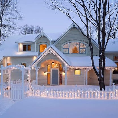 Christmas Lights 50 Count, 25 ft Christmas Lights Outdoor  Indoor, Commercial Grade, Heavy Duty White Wire, Warm White Light, 6 inches Spacing