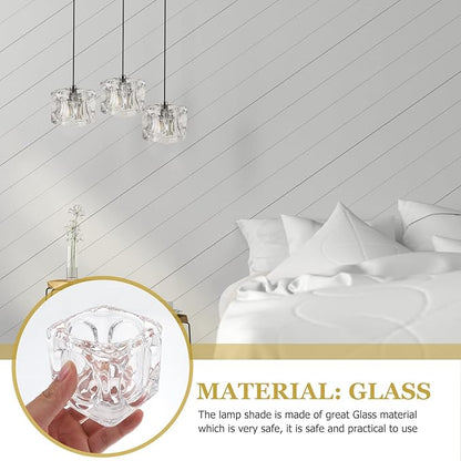 Vanity Lighting Fixtures Square Lamp Shade Glass Cube Lamp Shade Neckless Opening Lamp Bulb Lampshade Covers for Chandeliers Floor Table Wall Lamps Hanging Light Fixtures