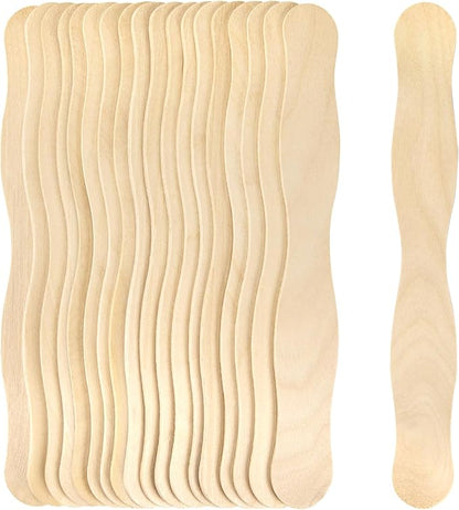 WISYOK 8 inch Craft Sticks, 20 Pack Wood Wavy Sticks, Fan Handles, Large Popsicle Sticks for Crafts, Wedding Programs, DIY Crafting, Painting Mixing