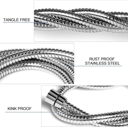 Shower Hose, 79 Inches Extra Long Stainless Steel Handheld Shower Head Hose with Brass Insert and Nut, Flexible, Chrome
