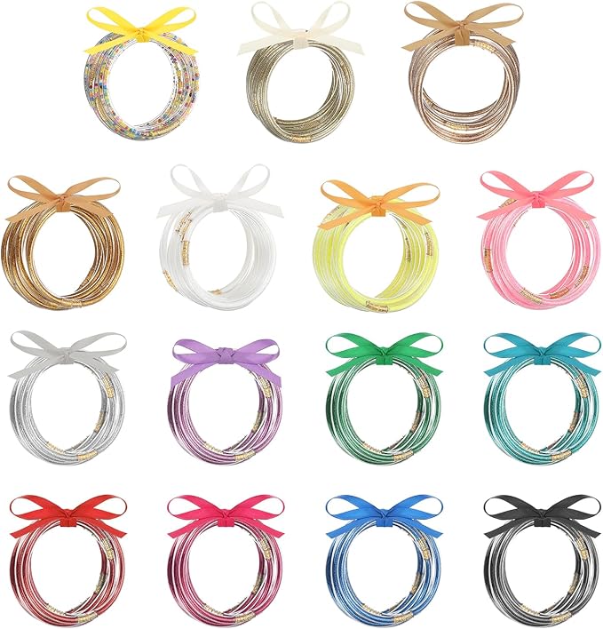 PATIKIL Glitter Bangles Bracelets, 9Pcs Shine Silicone Bracelets Glitter Filled Bracelet Sparkling Bangle for Decoration, Yellow
