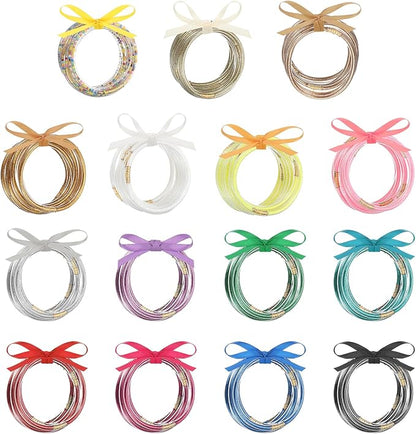 PATIKIL Glitter Bangles Bracelets, 9Pcs Shine Silicone Bracelets Glitter Filled Bracelet Sparkling Bangle for Decoration, Yellow