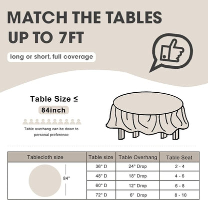 D&Z Plastic Table Cloth Disposable, 6 Pack Green Round Tablecloth Individually Wrapped for Indoor&Outdoor, 84 Inch Table Cover for Party, Picnic, Birthday, Wedding & Dinner