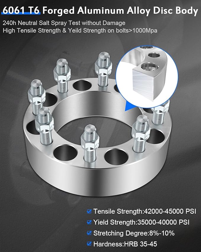 ECCPP 2X 2 inch 8 lug Wheel Spacers Adapters 8x6.5 to 8x6.5 with 916 Thread 126.15mm for Dodge Ram 2500 3500 1994-2011  for F250 F350 1988-1998 for Ford E-250 Econoline 1978-2002