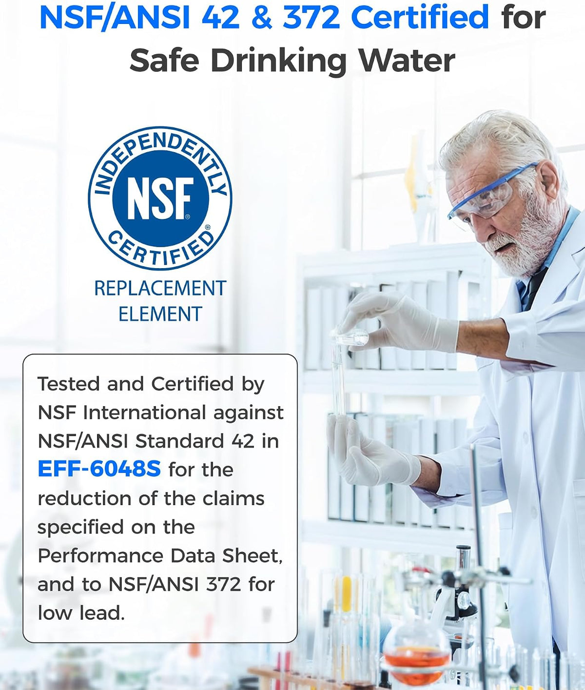 Waterdrop XWF (No-chip) Refrigerator Water Filter, Replacement for GE® WR17X30702, NSF 42/372 Certified, Compatible with GNE27, GFE26, GDE25, GSS25, PSE25 Series Refrigerators, 3-Pack (Not XWFE) ( Doesn't come with Origianl Boc )