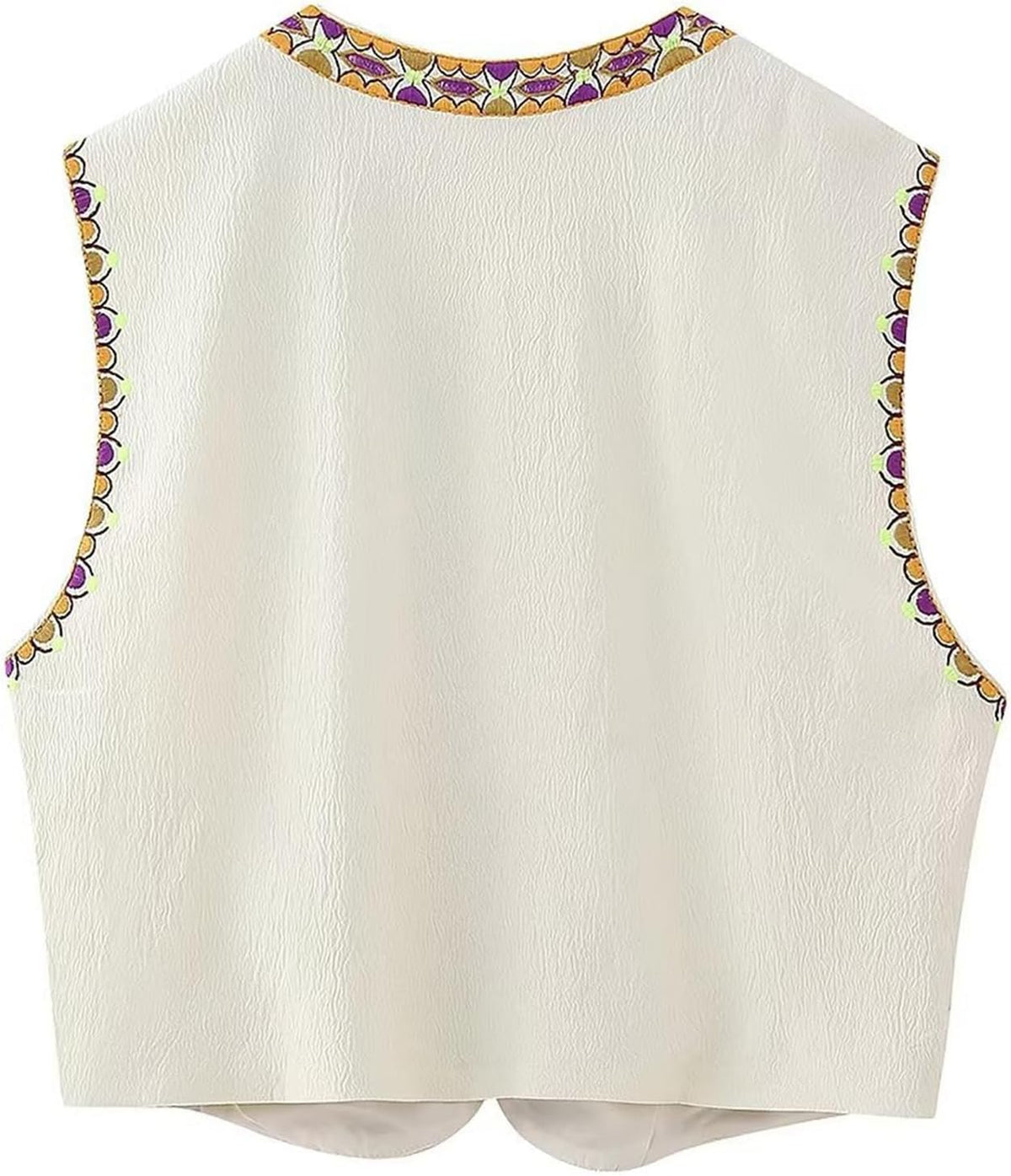Wyeysyt Women Floral Embroidered Vest Vintage Sleeveless Boho Y2k Cardigan Open Front Cropped Waistcoat