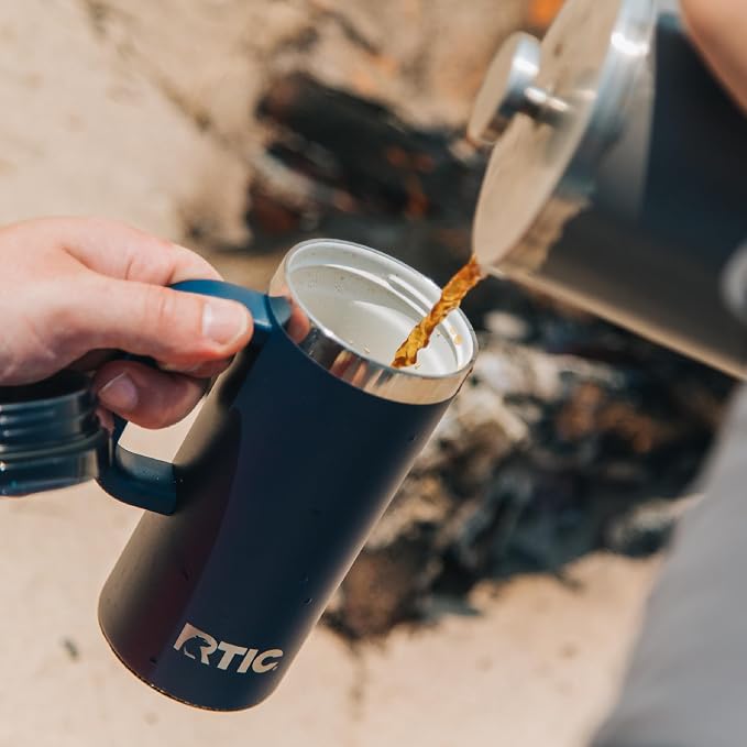 RTIC 16oz Road Trip Travel Mug with Lid and Handle, Ceramic Lined, Insulated, Stainless Steel, Metal, Double Wall Vacuum-Insulation, Portable Coffee, Tea Cup for Hot and Cold Drink, Orchid