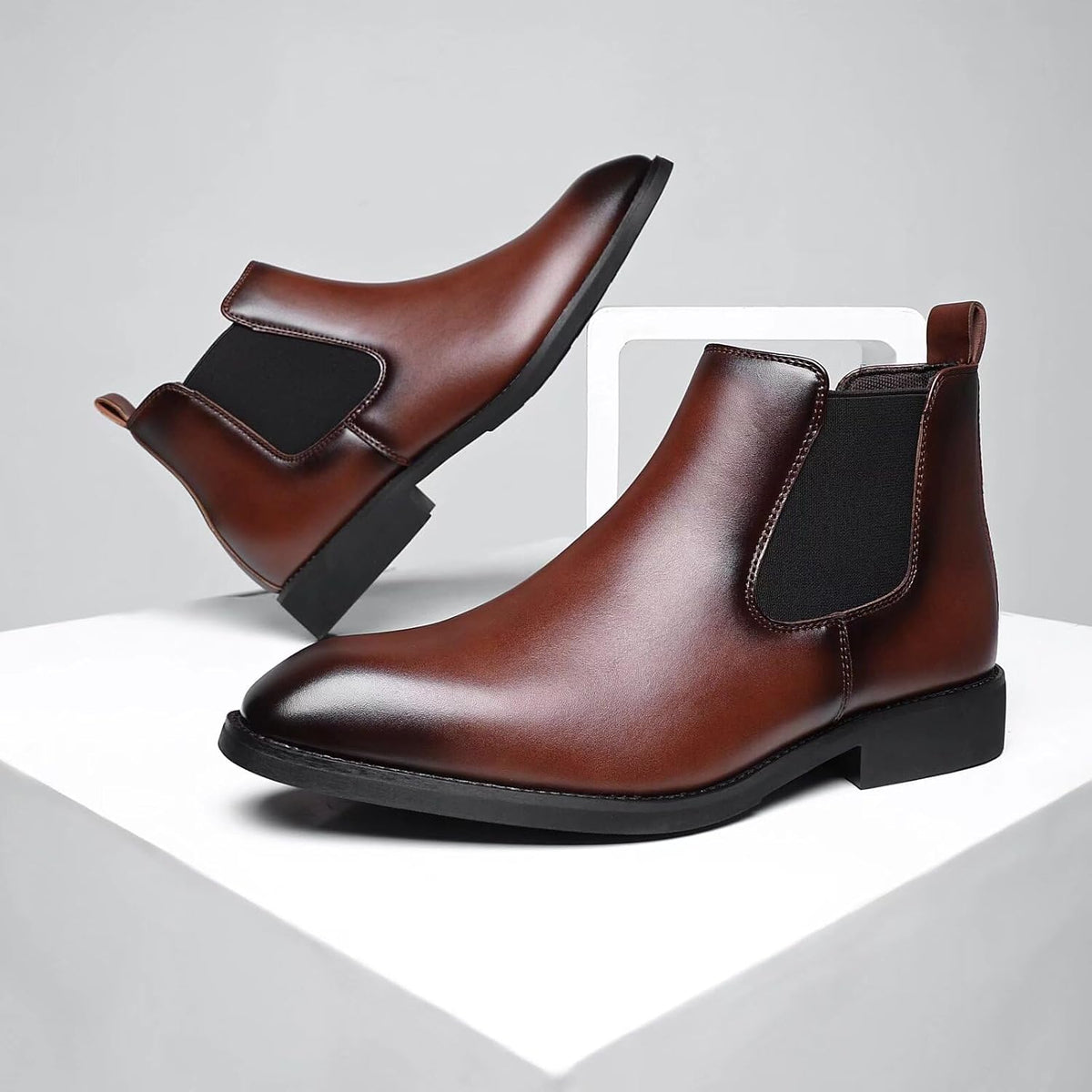 7.5 Size, SANNAX Men's Chelsea Boots Classic Business Leather Shoes Casual Dress Ankle Boot .