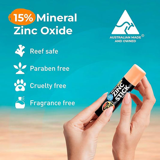 Sun Zapper Zinc Oxide Mineral Sunscreen Stick  SPF 50 Water Resistant  Light Skin Tone (BronzeTan)  12g (0.42 Oz)  For Face  Body  Adults  Kids  Made in Australia