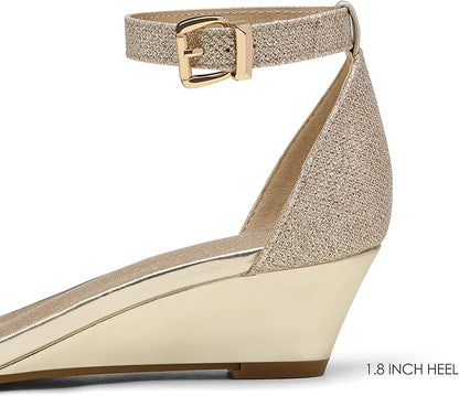 DREAM PAIRS Women's Ingrid Ankle Strap Low Wedge Sandal
