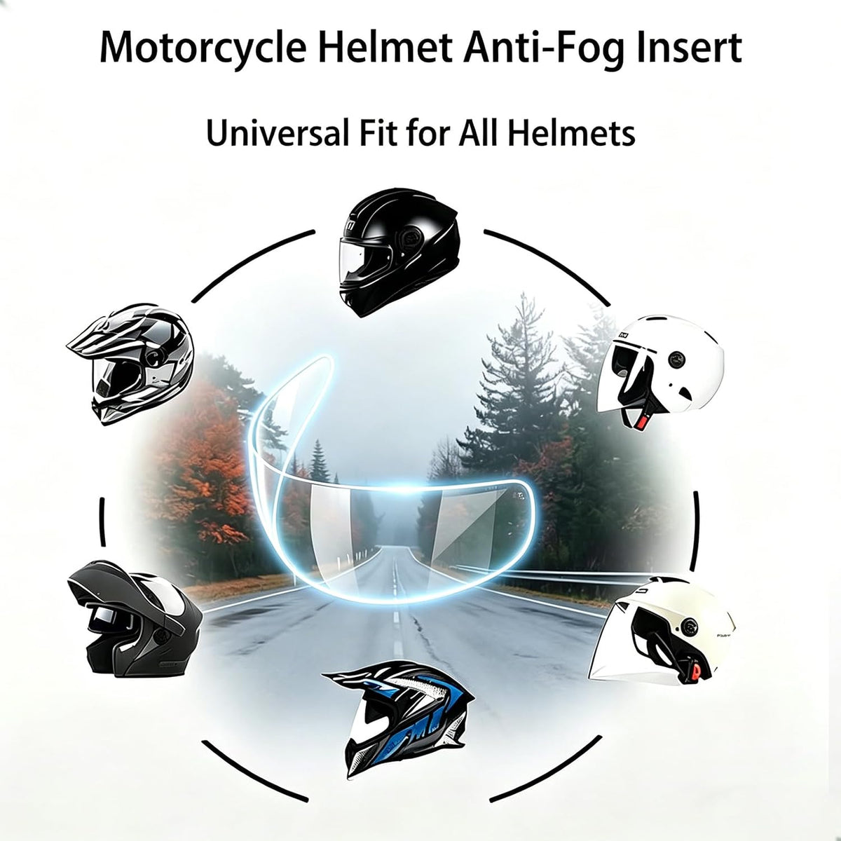 Universal Anti Fog Film for Motorcycle Helmet Visor, Helmet Face Shield Anti Fog Visor Insert, Long-Lasting Performance, Easy to Install, No Glue Residue, Ideal for Cold & Rainy Weather Riding